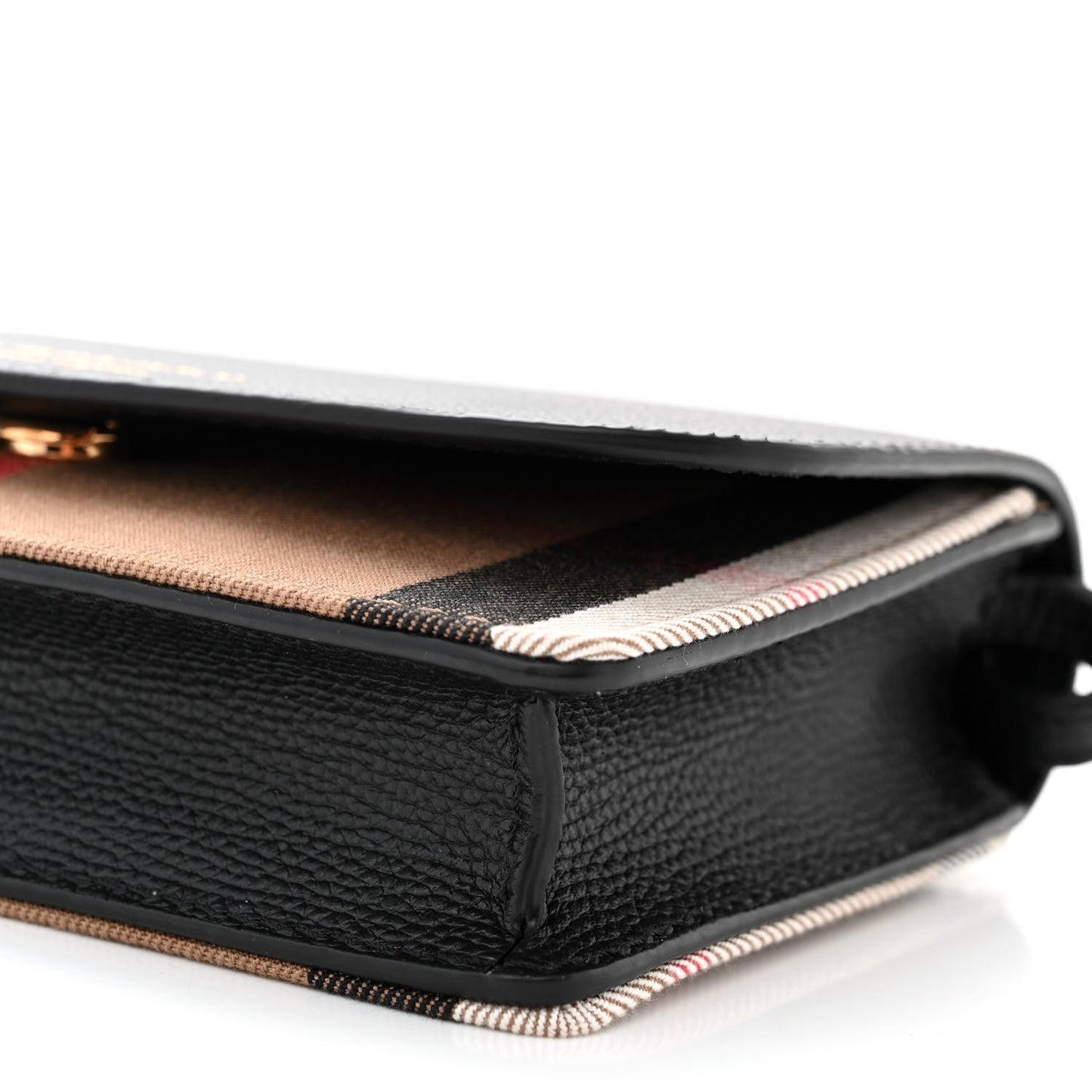 Grained Calfskin House Check Tartan Mix Hampshire Wallet On Chain Black