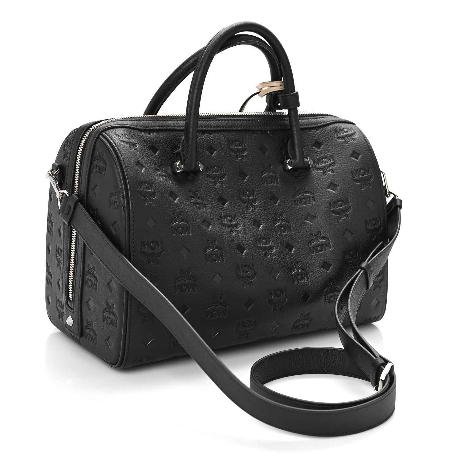 MCM Calfskin Ottomar Monogram Essential Boston Bag Black 3 of 8