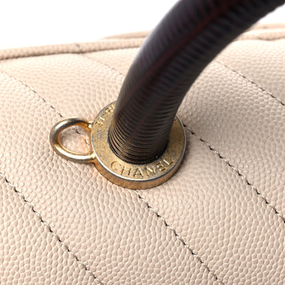 Chanel Caviar Lizard Chevron Quilted Mini Coco Handle Flap Ivory 10 of 10