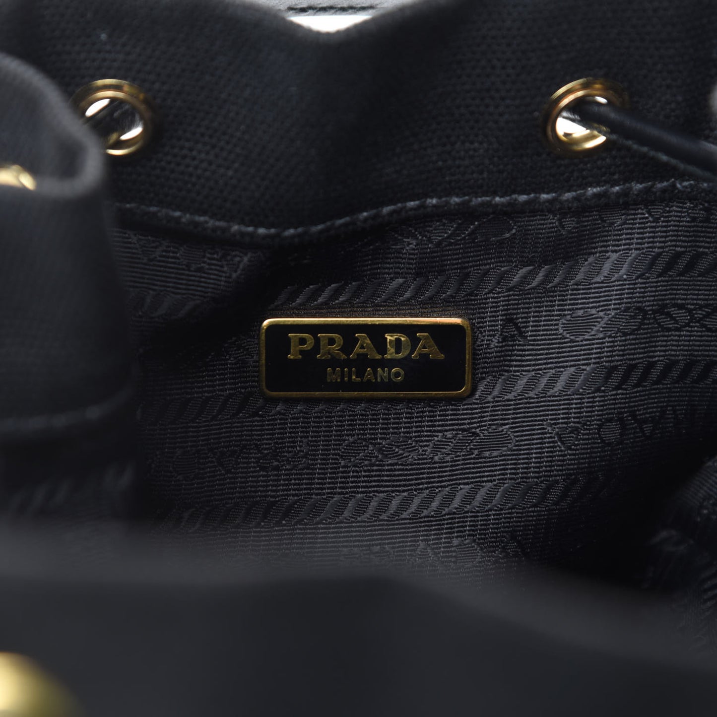 Wicker Canvas Bucket Bag Black