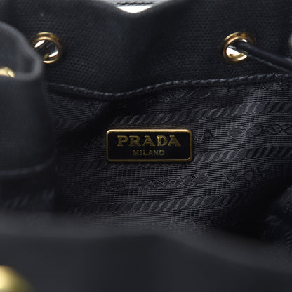 Prada Wicker Canvas Bucket Bag Black 8 of 11