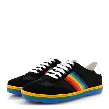Gucci Suede Rainbow Womens G74 Sneakers 35 Black 4 of 10