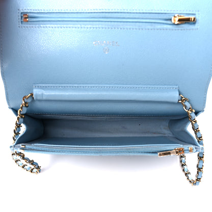 Chanel Caviar Quilted Wallet on Chain WOC Light Blue 5 of 11