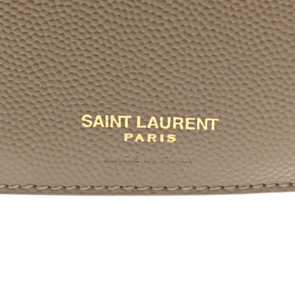 Saint Laurent Grain De Poudre Mixed Matelasse Triquilt Monogram Compact Tri Fold Wallet Greyish Brown 6 of 8