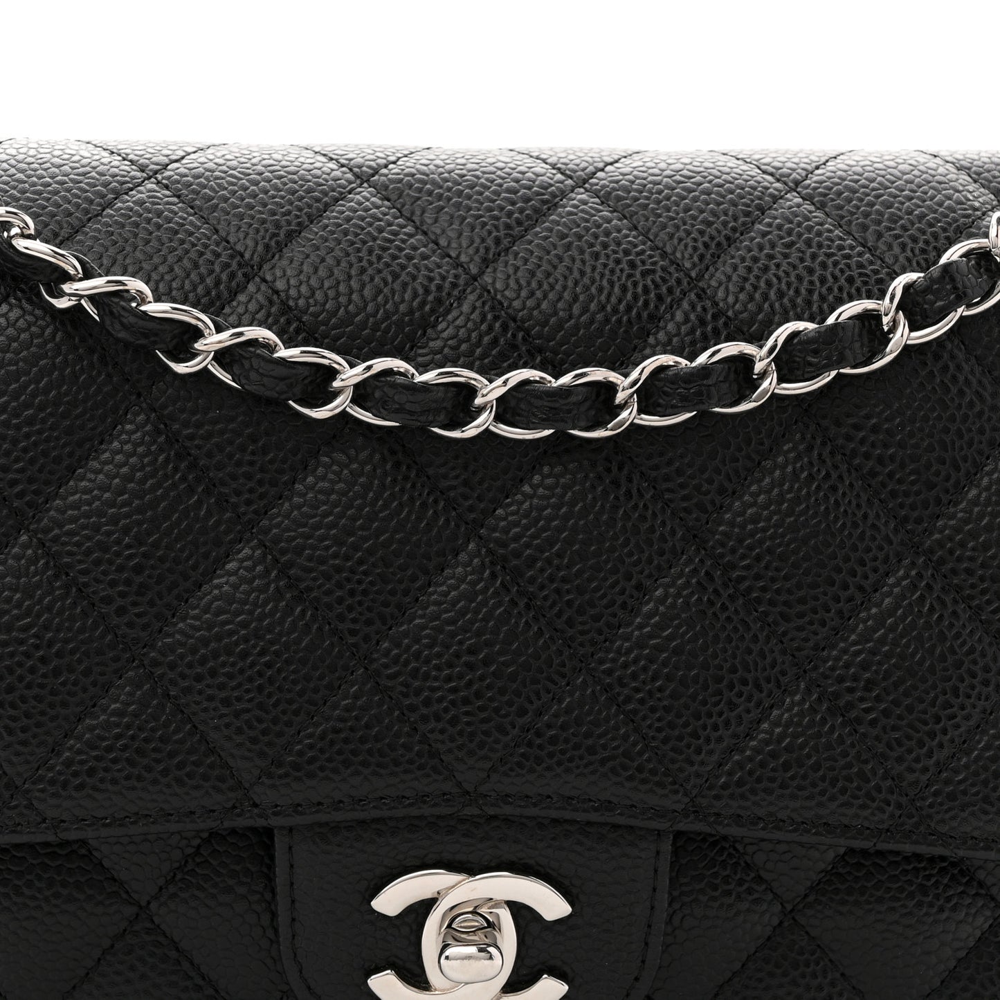 Caviar Quilted Medium Double Flap Black