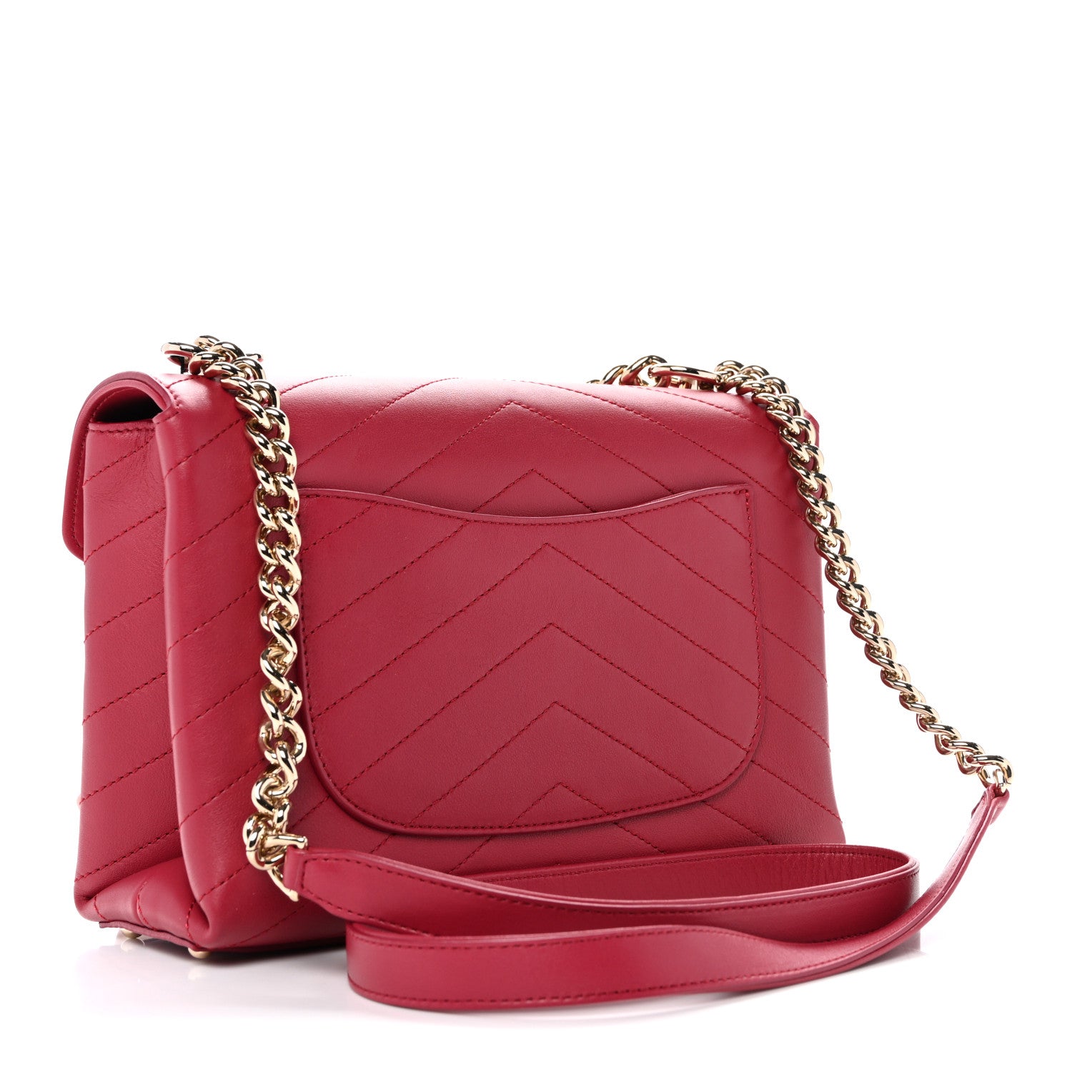 Chanel Calfskin Chevron Stitched Small Coco Flap Bag Pink 3 of 11