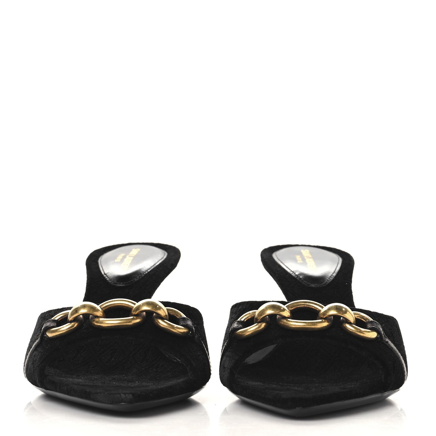 Suede All-Over Monogram Le Maillon 60 Mules 38.5 Black