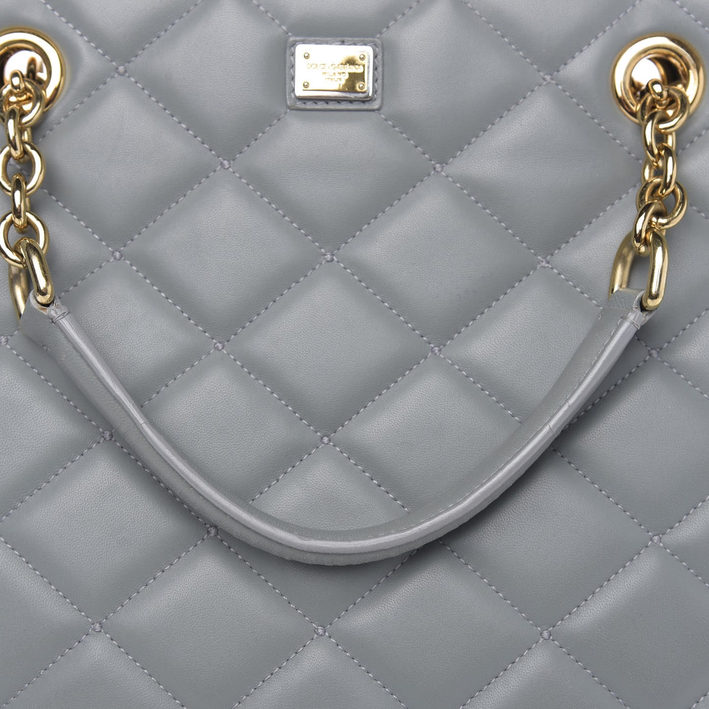 Lambskin Quilted Tote Grey
