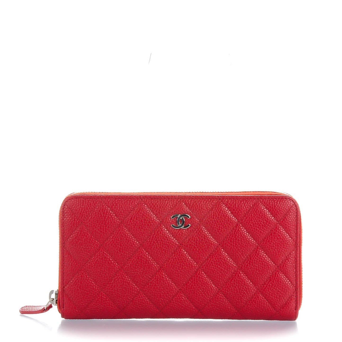 Caviar Quilted Large Gusset Zip Around Wallet Red