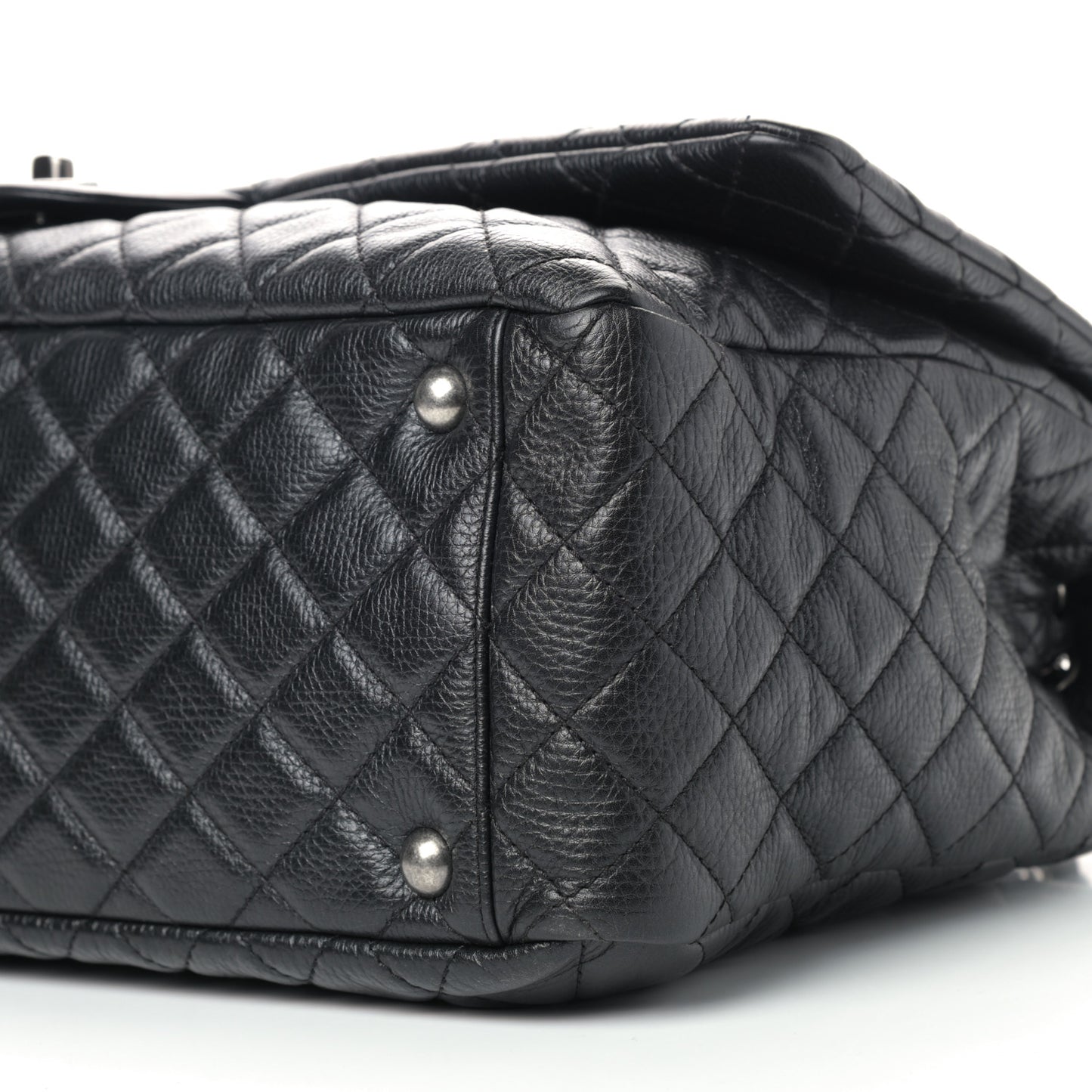 Calfskin Quilted XXL Travel Flap Bag Black