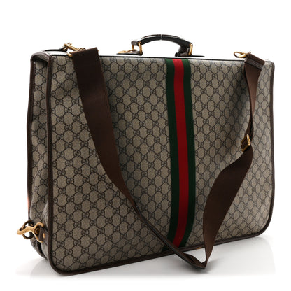Gucci GG Supreme Monogram Textured Dollar Calfskin Web Ophidia Savoy Garment Bag Beige Ebony New Acero 2 of 10