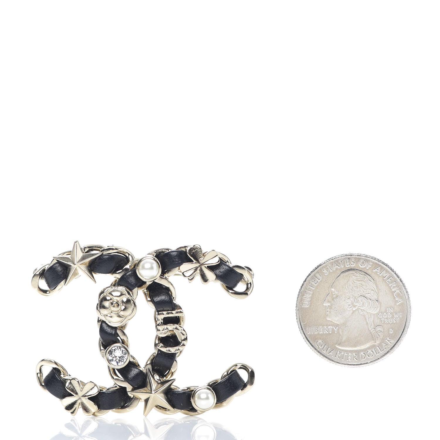 Chanel Lambskin Pearl Strass Sergeant Brooch Gold 2 of 5