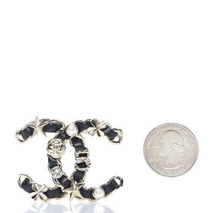 Chanel Lambskin Pearl Strass Sergeant Brooch Gold 2 of 5