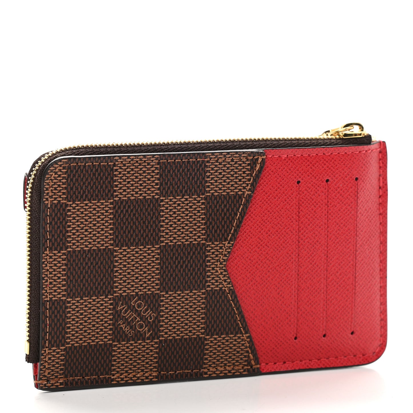 Damier Ebene Recto Verso Card Holder Red