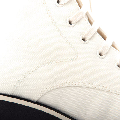 Chanel Fabric CC Lace Up Boots 37.5 White 12 of 13