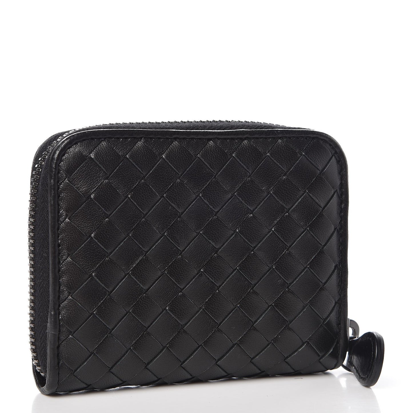 Nappa Intrecciato Zip Around Coin Purse Black