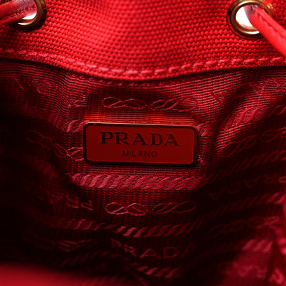 Prada Wicker Canvas Bucket Bag Rosso 6 of 9