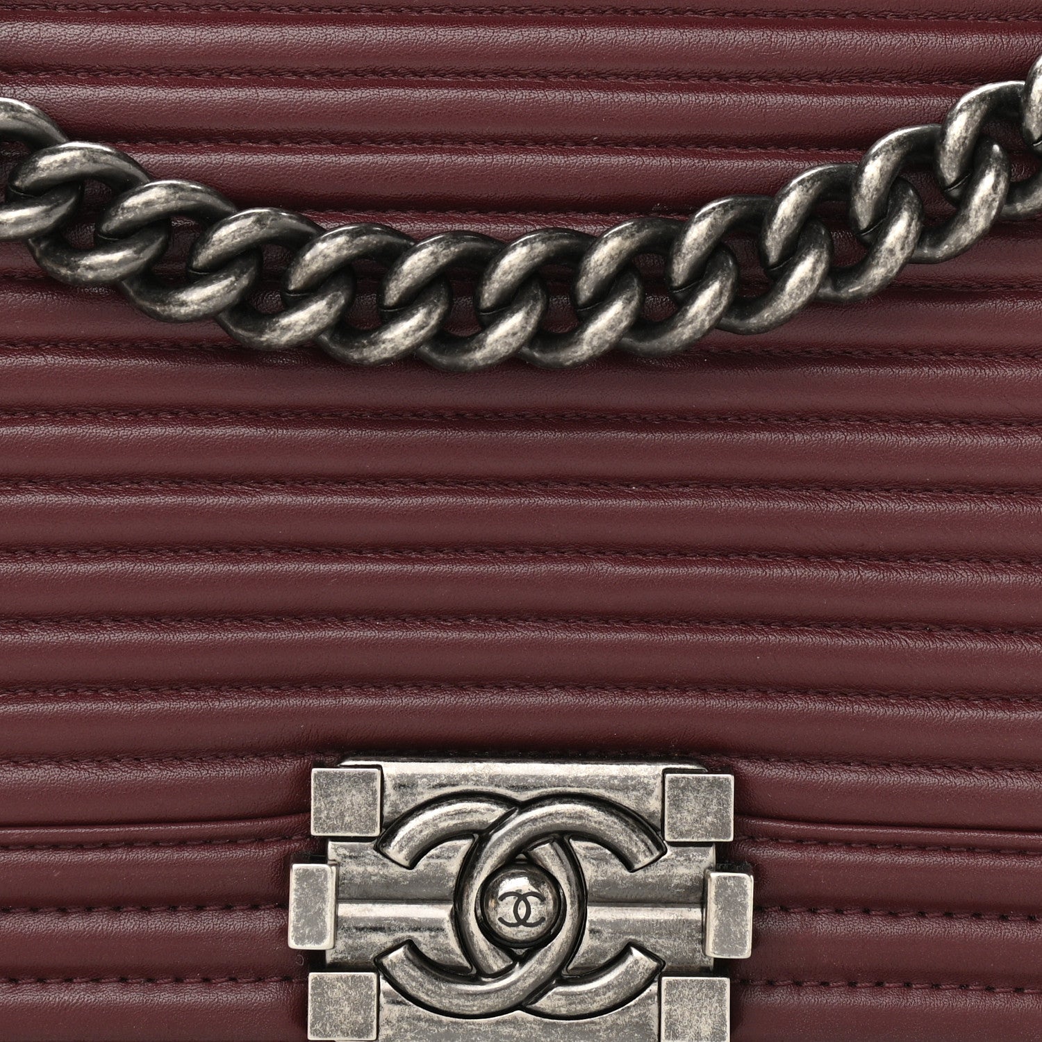 Chanel Calfskin Horizontal Quilted Medium Boy Flap Burgundy 8 of 10