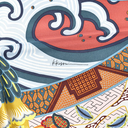 Hermes Silk Twill Duo Cosmique Scarf 90 Bleu Ciel Brique 5 of 7