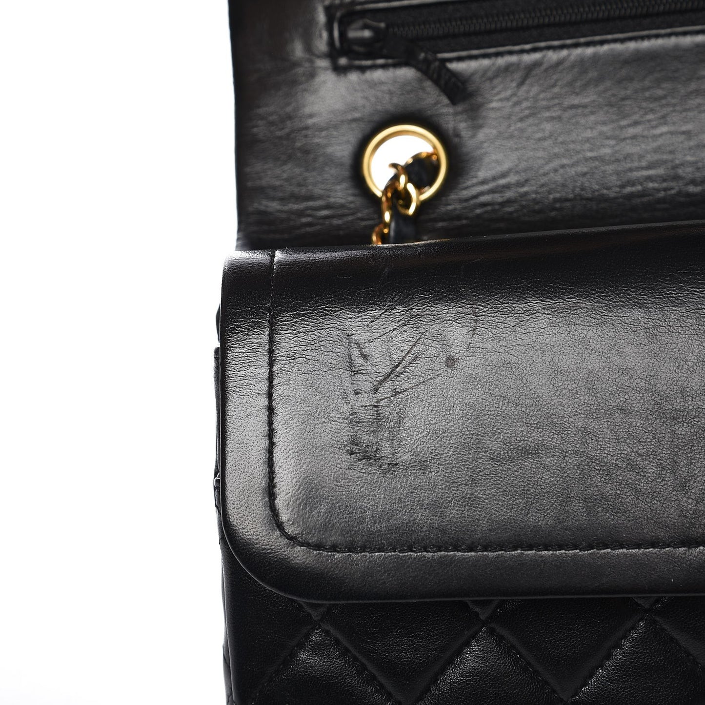 Lambskin Quilted Medium Double Flap Black