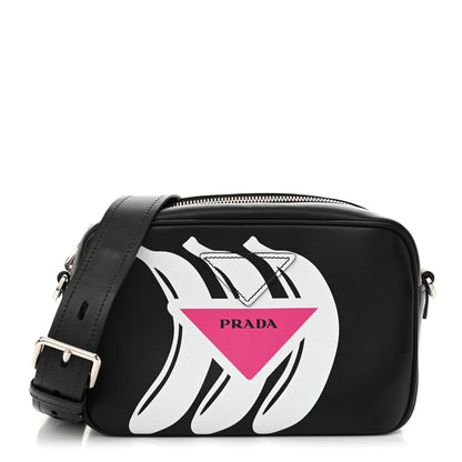 Prada City Calf Banana Print Camera Bag Black Fuchsia 1 of 11
