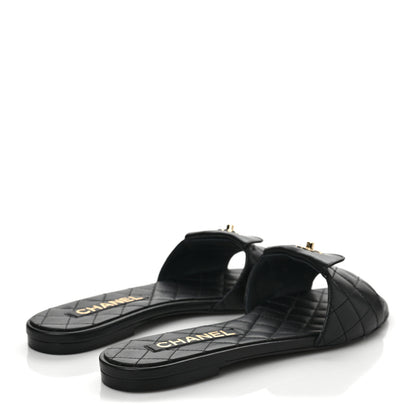 Chanel Lambskin Quilted CC Turnlock Sandals 38.5 Black 4 of 8