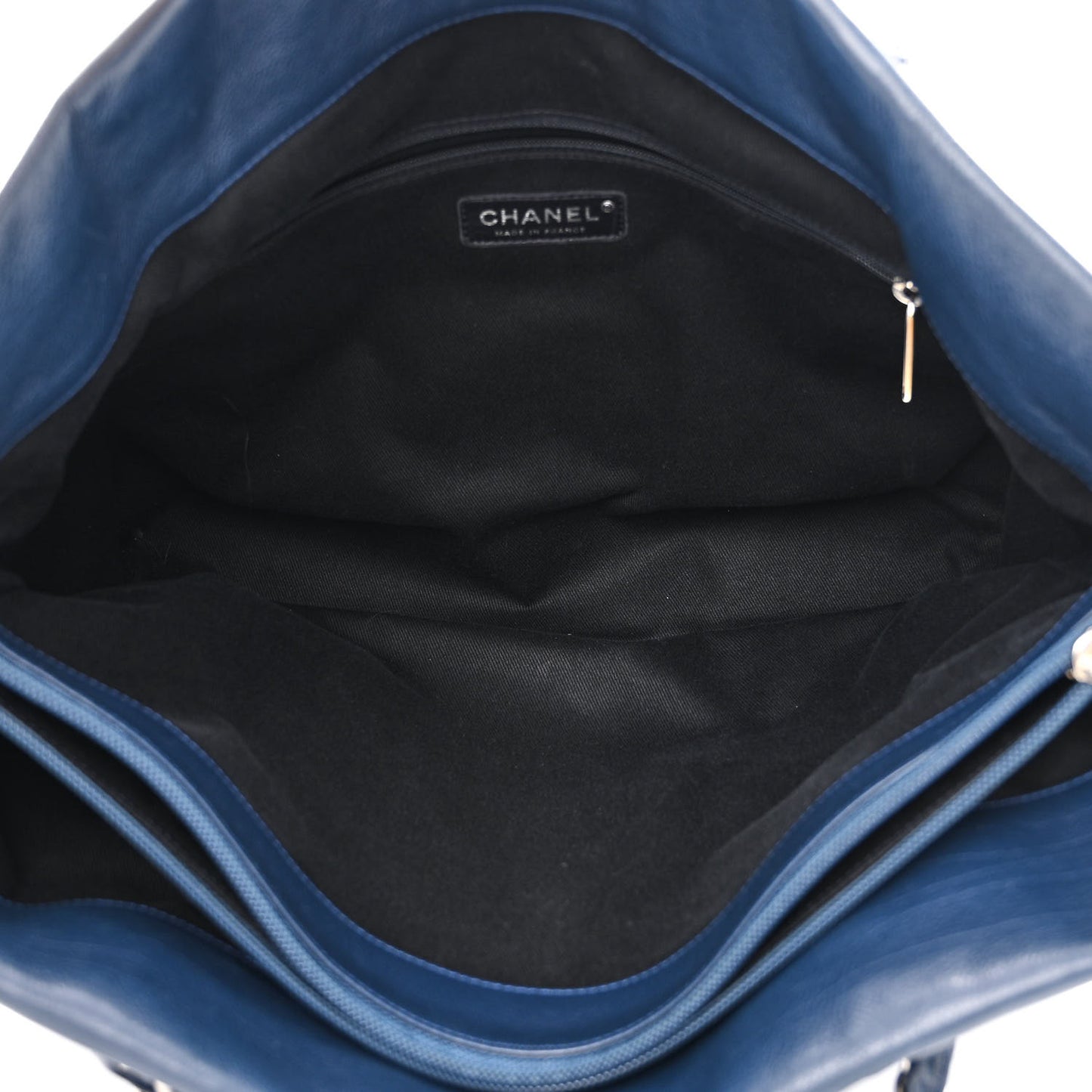 Calfskin Large Front Flap Tote Navy