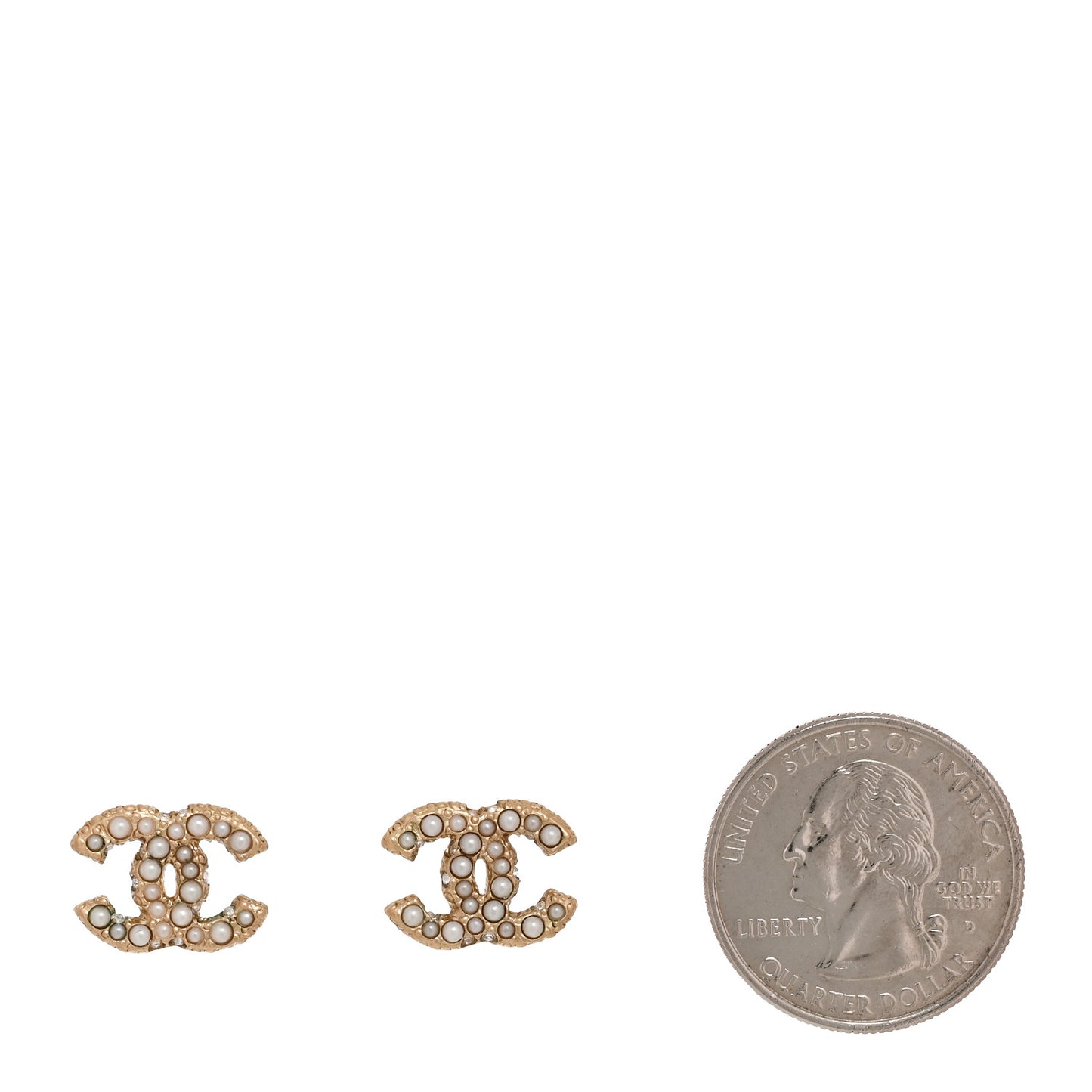 Metal Graduated Pearl Crystal CC Earrings Light Gold