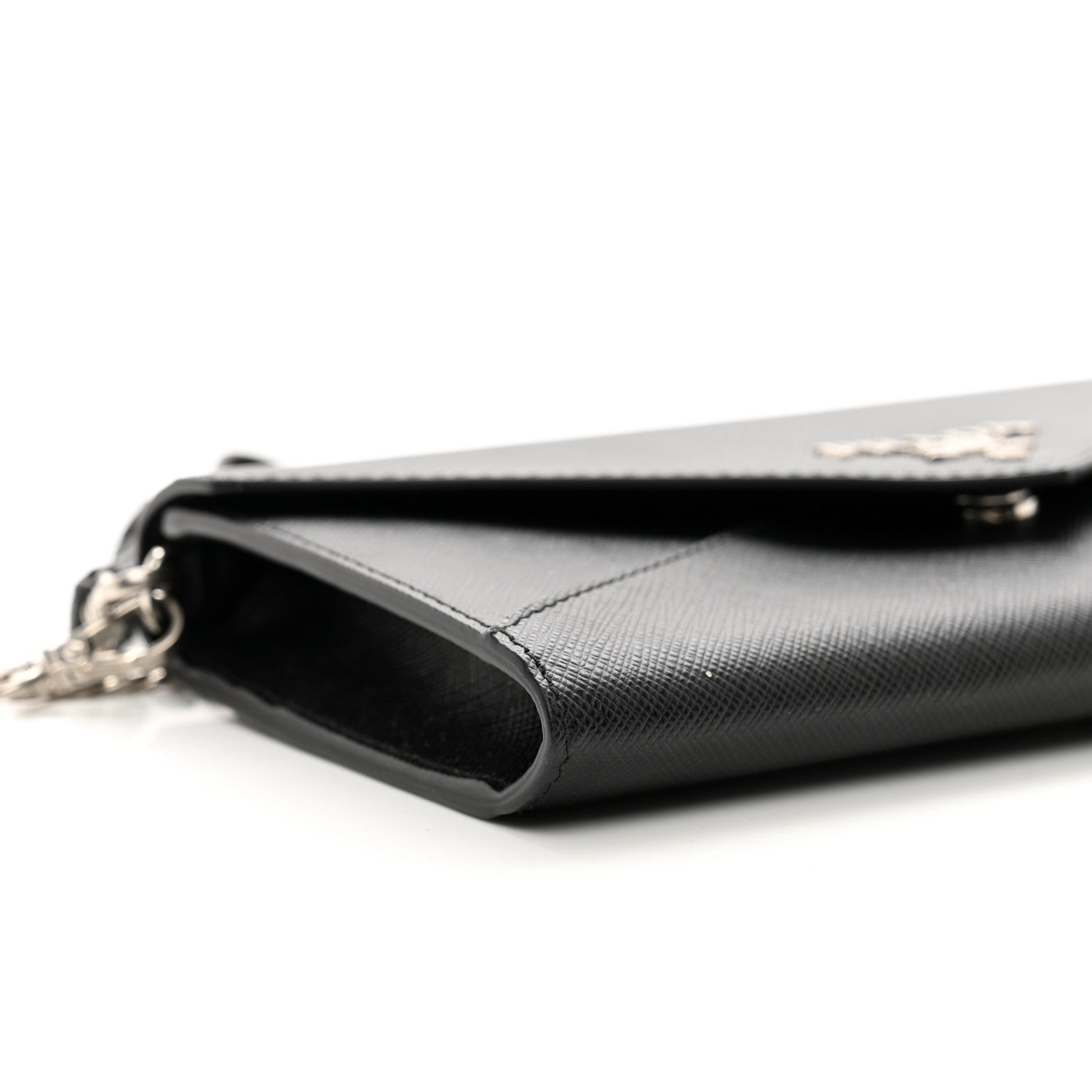Prada Saffiano Envelope Wristlet Crossbody Wallet Black 8 of 9