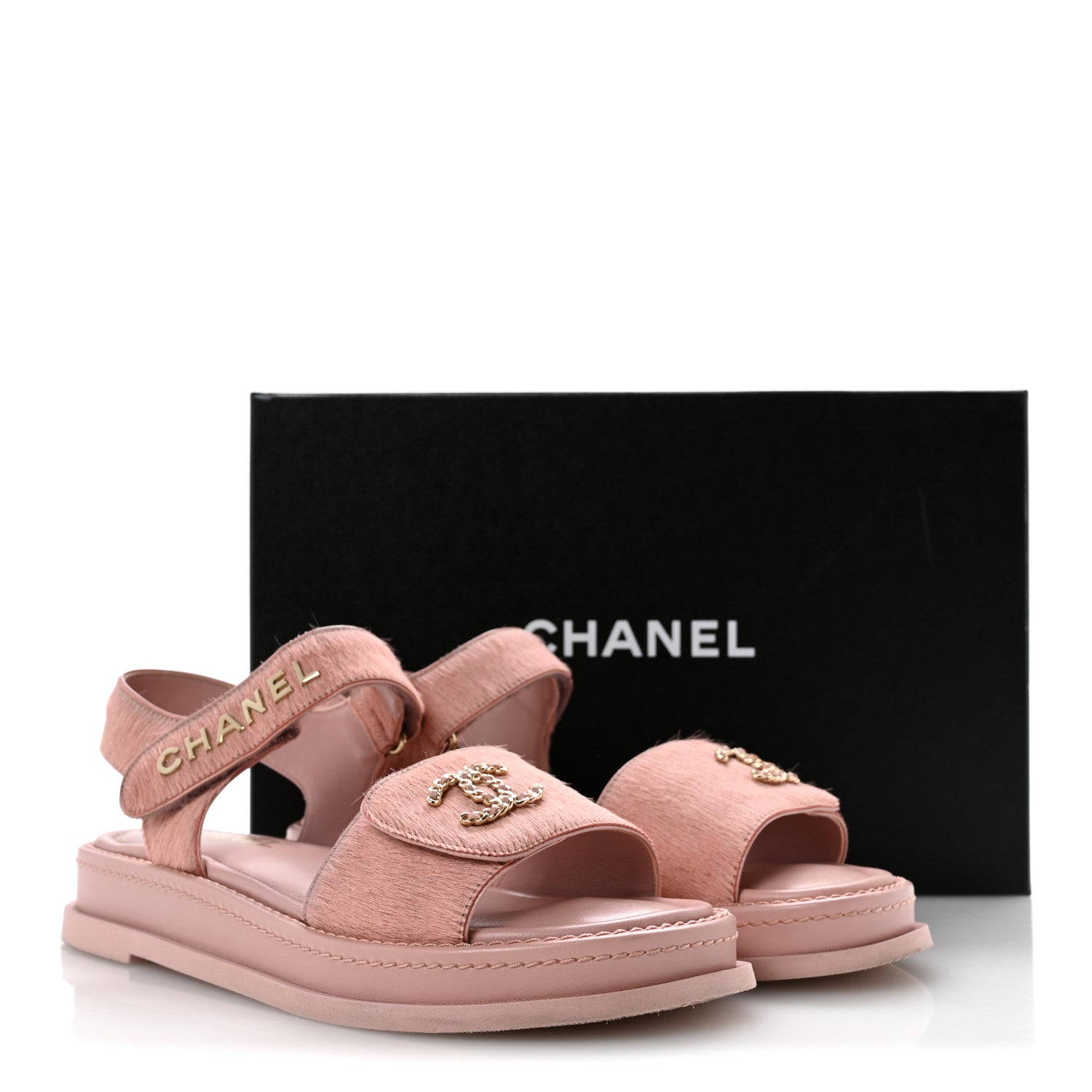 Chanel Calfskin Hair Suede Shearling Dad Sandals 40 Light Pink 12 of 12