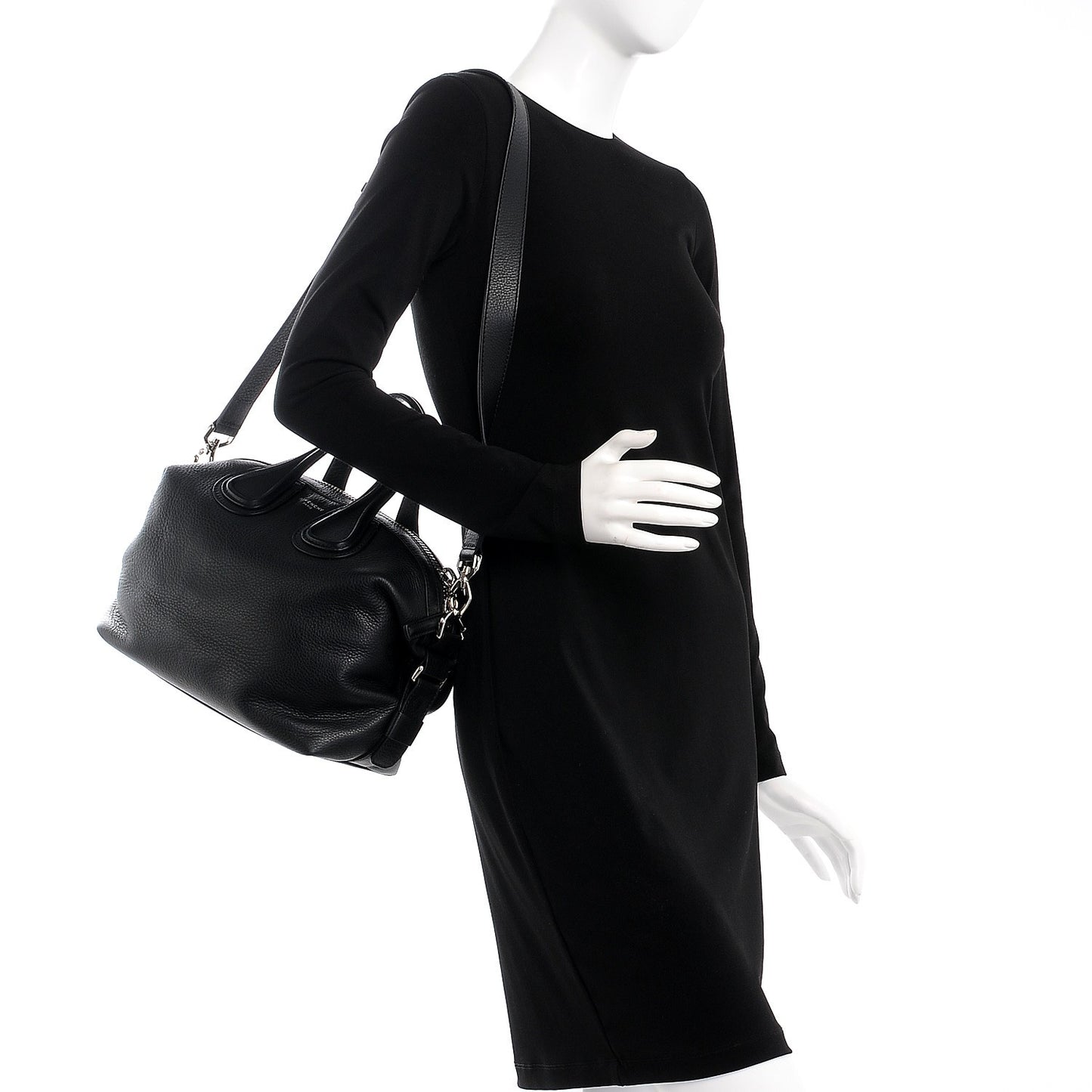 Pebbled Calfskin Small Nightingale Black