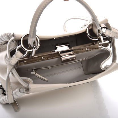 Fendi Nappa Lace Up Mini Peekaboo Iconic Satchel Bianco Carta 6 of 10