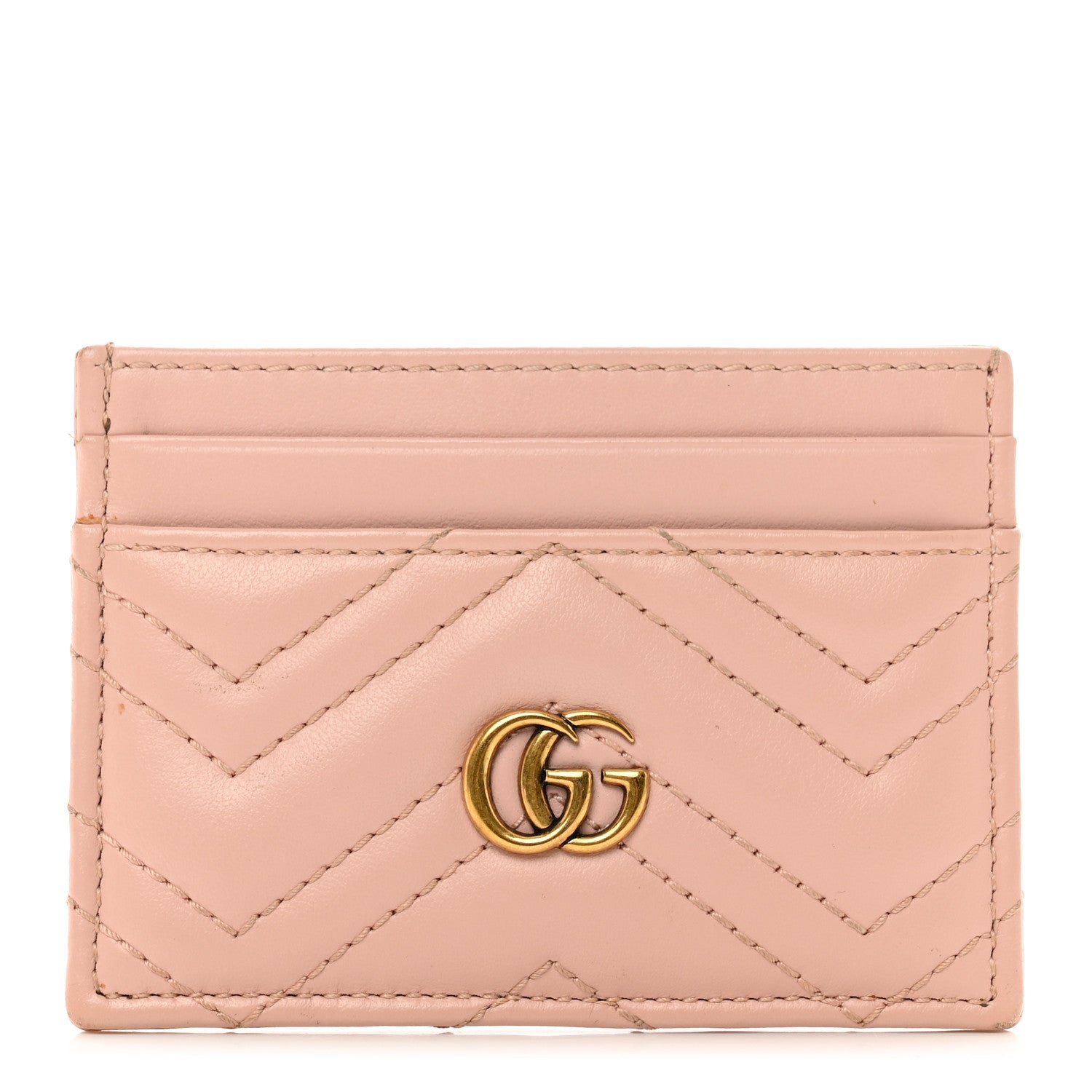 Gucci Calfskin Matelasse GG Marmont Card Holder Perfect Pink 1 of 6