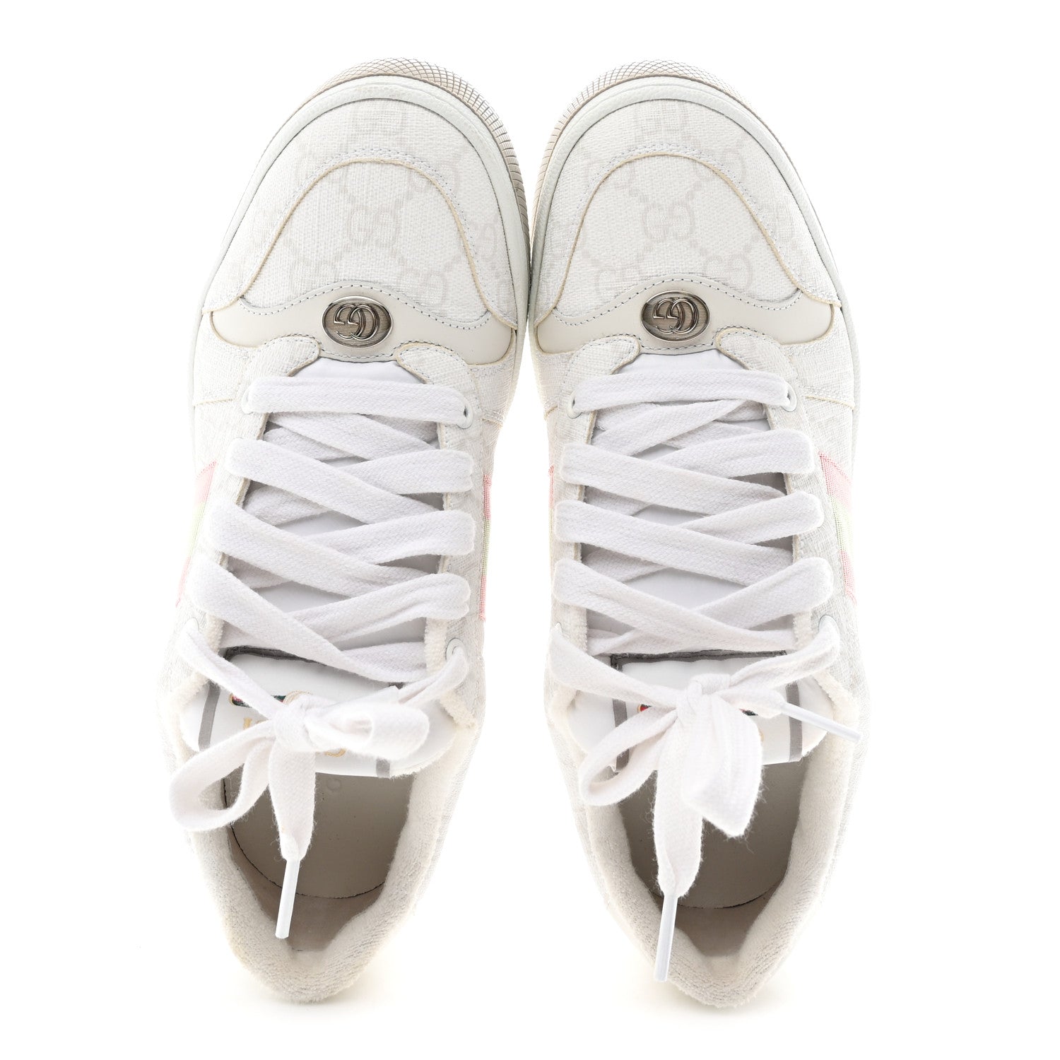 Gucci GG Monogram Web Screener Sneakers 38 White Grey Pink 2 of 9