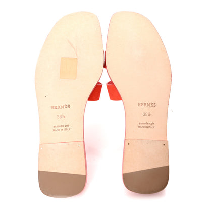 Hermes Suede Goatskin Oran Sandals 38.5 Rouge Grenadine 6 of 10