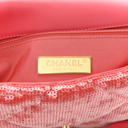 Chanel Sequin Quilted Medium Chanel 19 Flap Coral 6 of 10