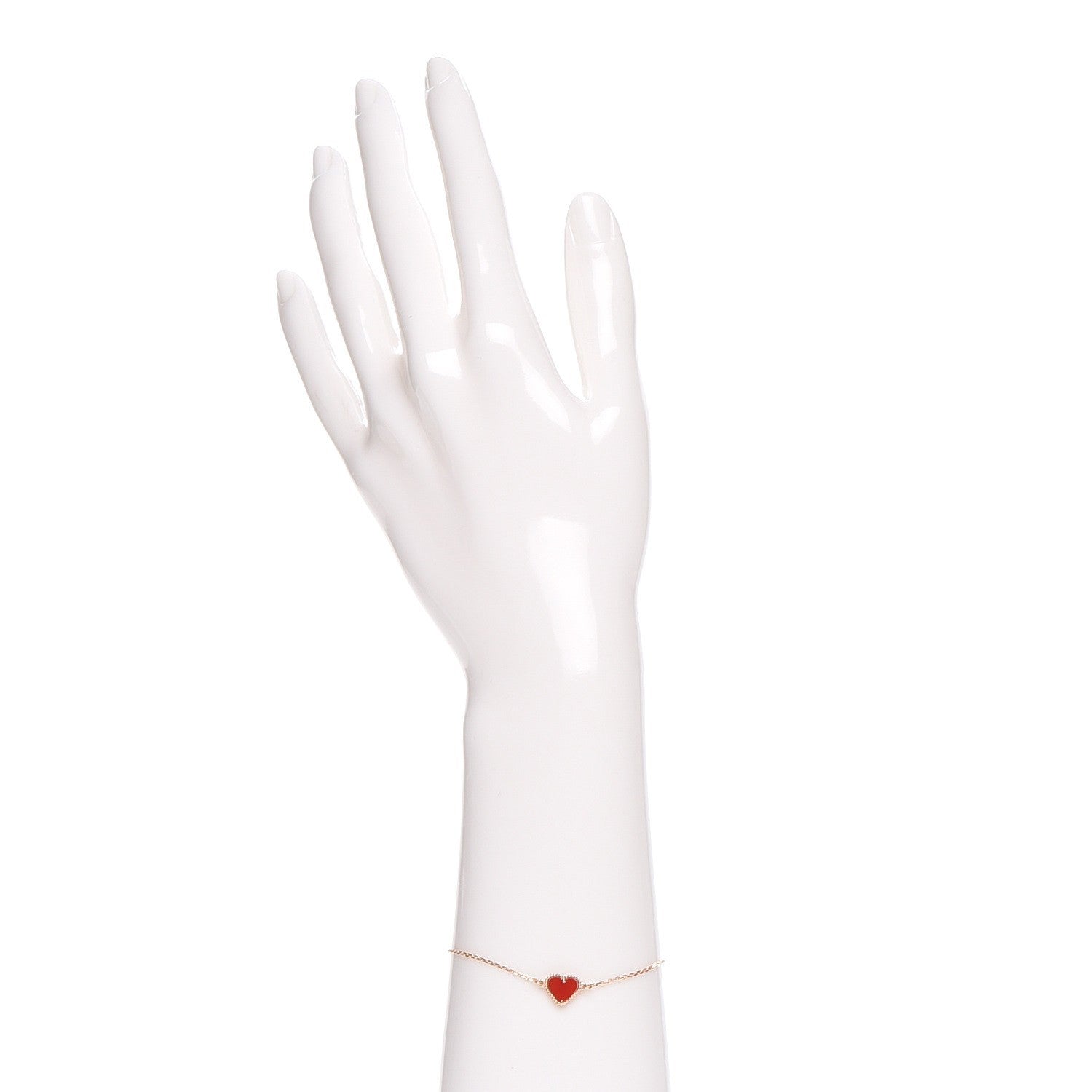 Van Cleef & Arpels 18K Rose Gold Carnelian Sweet Alhambra Heart Bracelet 2 of 13