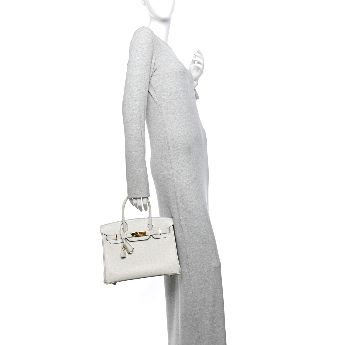 Hermes Ostrich Birkin 30 Gris Perle 2 of 12