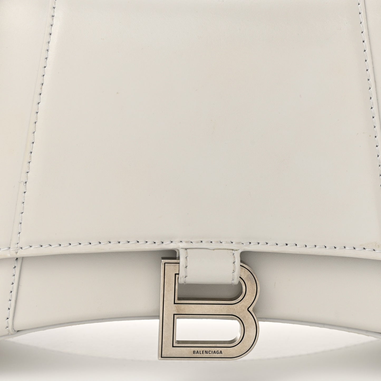 Shiny Box Calfskin Small Hourglass Top Handle Bag Chalky White