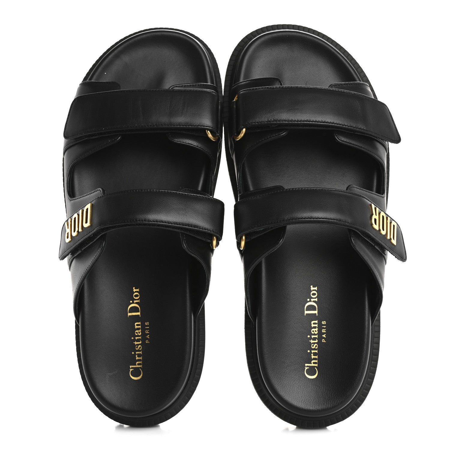 Christian Dior Lambskin Dioract 10mm Slide Sandals 41 Black