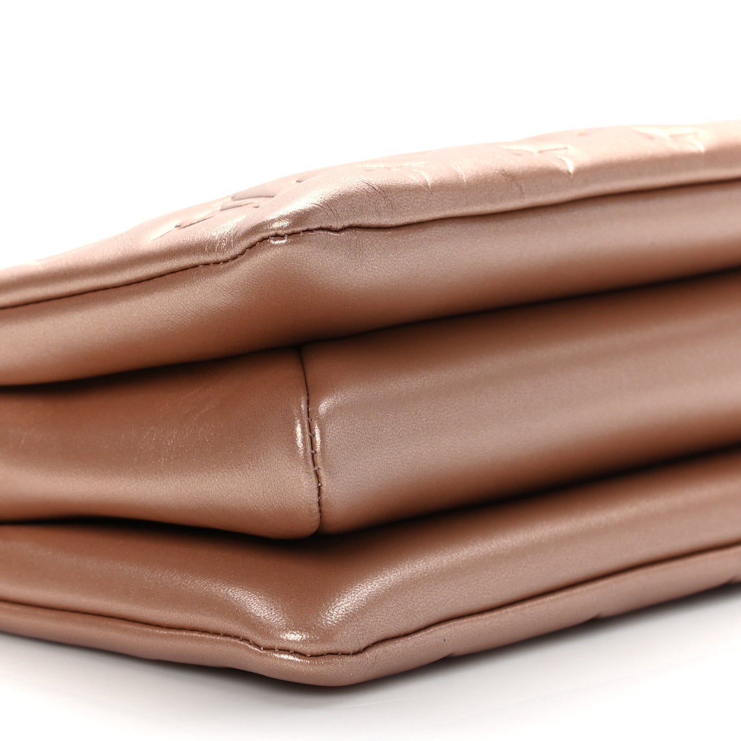 Metallic Lambskin Embossed Monogram Coussin BB Pink Gold