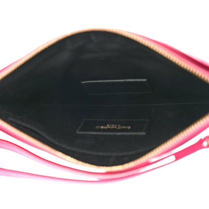 Saint Laurent Grain De Poudre Chevron Monogram Large Bill Pouch Fuxia Couture 5 of 7