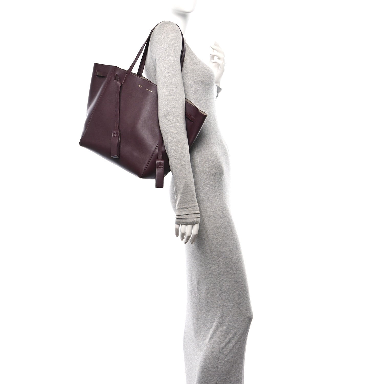 Celine Smooth Calfskin Small Tassel Cabas Phantom Burgundy 2 of 11