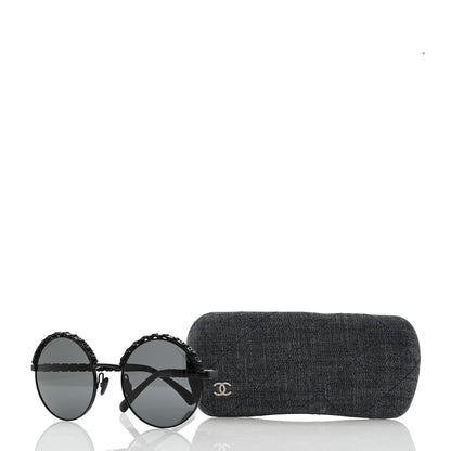 Chanel Metal Calfskin Round Chain Sunglasses 4265-Q Black 10 of 10