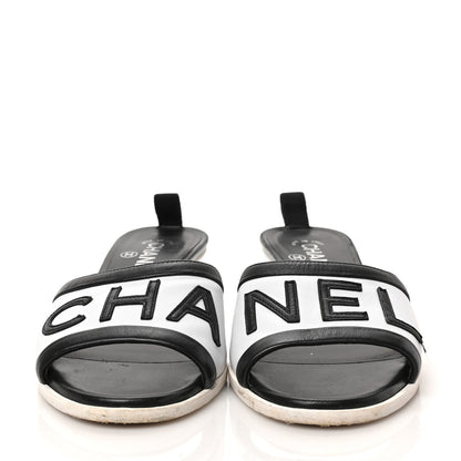 Chanel PVC Lambskin Logo Mules 38 Black 3 of 14