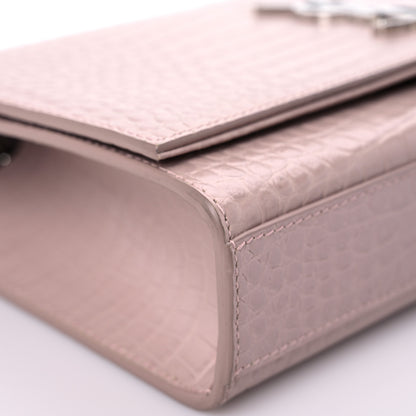 Saint Laurent Calfskin Crocodile Embossed Medium Classic Monogram Kate Tassel Satchel Powder Pink 7 of 13