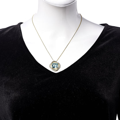 David Yurman 18K Yellow Gold Blue Topaz 14mm Infinity Pendant Necklace 2 of 6