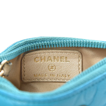 Chanel Lambskin Camellia Embossed Key Holder Case Turquoise 6 of 7