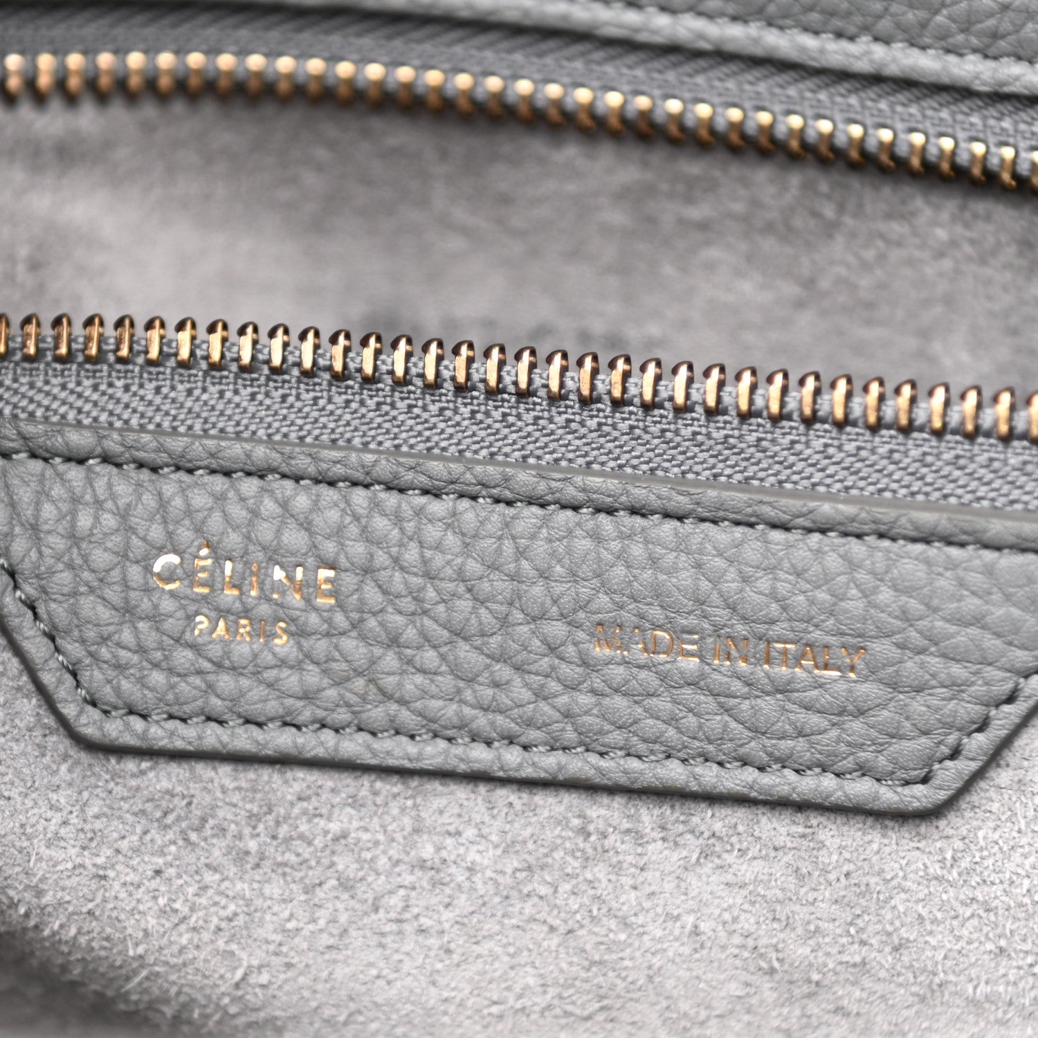 Celine Drummed Calfskin Mini Luggage Kohl 6 of 10