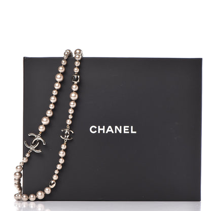 Chanel Resin Pearl CC Long Necklace in Golden Pearly Beige 5 of 5